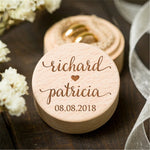 Custom Names & Date Engraved Wooden/Rustic Ring/Gift Box