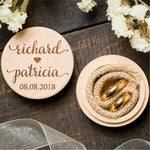 Custom Names & Date Engraved Wooden/Rustic Ring/Gift Box