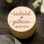 Custom Names & Date Engraved Wooden/Rustic Ring/Gift Box