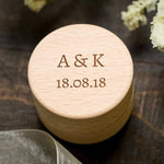 Custom Names & Date Engraved Wooden/Rustic Ring/Gift Box