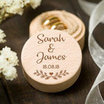 Custom Names & Date Engraved Wooden/Rustic Ring/Gift Box