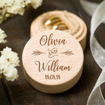 Custom Names & Date Engraved Wooden/Rustic Ring/Gift Box