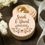 Custom Names & Date Engraved Wooden/Rustic Ring/Gift Box