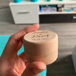 Custom Names & Date Engraved Wooden/Rustic Ring/Gift Box