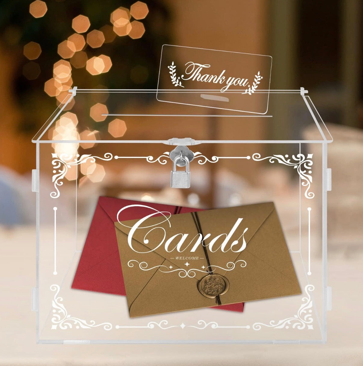 Location de boîte à cartes avec cadenas et clé - Card Box Rental with Lock and Key