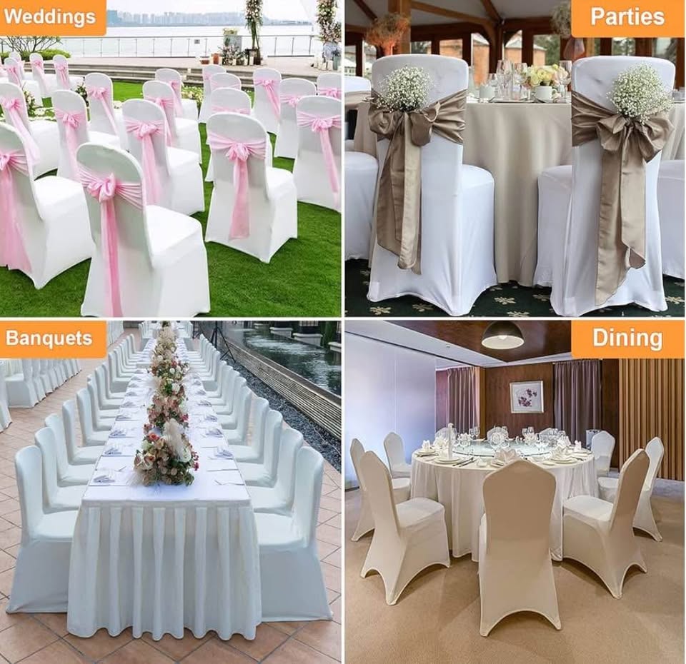 White Spandex Chair Covers Rental / Location Housses de Chaises